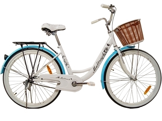 Picture of Bicicleta de Oras MalTrack Blue Mare, Roti 26 Inch, Cos Cumparaturi si Motive Florale