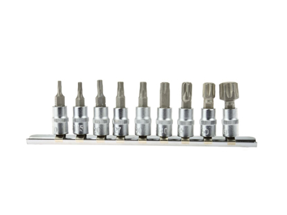 Picture of Set chei tubulare Torx 9 piese, T10-60 1/4" CRV, Geko G13550