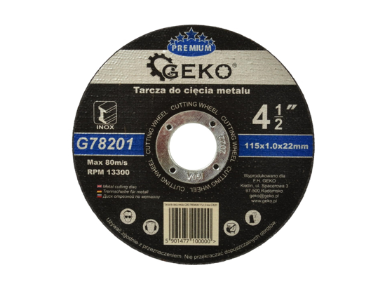 Picture of Disc de tăiere a metalului inox GEKO PREMIUM 115x1,0mm, G78201