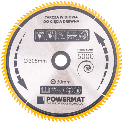 Picture of Disc pentru fierastrau circular TDD-305x30mm 100 dinti, Powermat PM0903