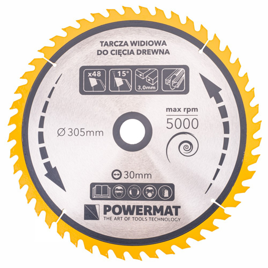 Picture of Disc circular pentru lemn TDD-305x30mm 48 dinti, Powermat PM0901