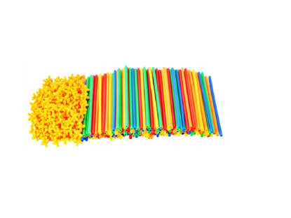 Picture of Set multicolor de paie pentru construit, 400 elemente, Malplay 107901