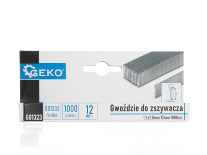 Picture of Set cuie pentru capsator, 1.2 x 2.0 mm 12 mm, 1000 elemente, Geko G01323